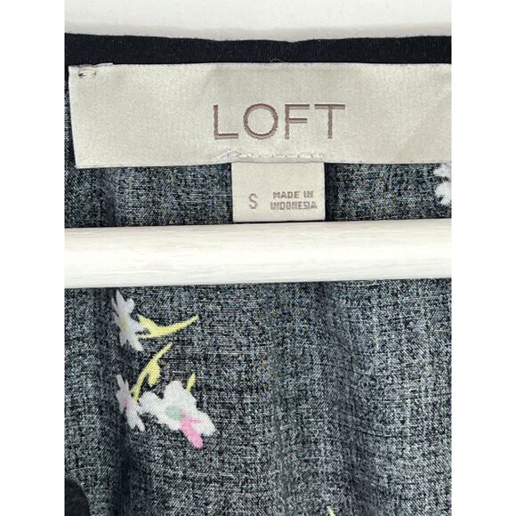 Loft Black Floral Long Sleeve Mini Dress Small Women’s Boho Casual Work - Picture 5 of 16